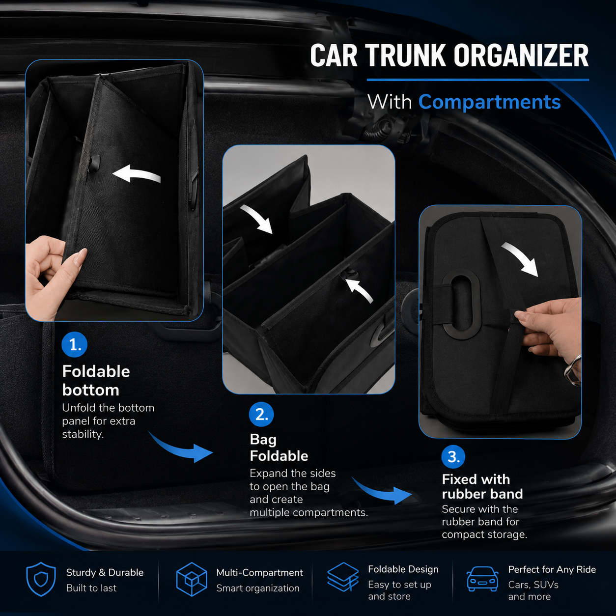 Foldable Car Boot Organizer for Easy Everyday Storage