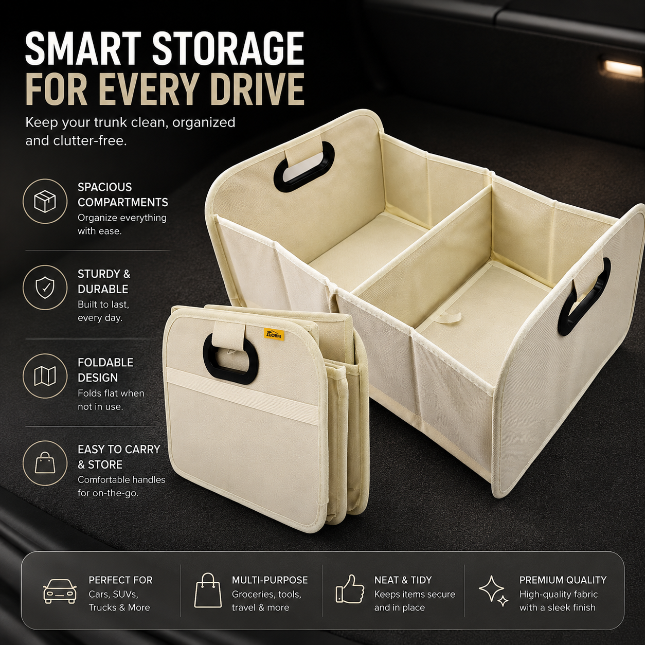 Foldable Car Boot Organizer for Easy Everyday Storage