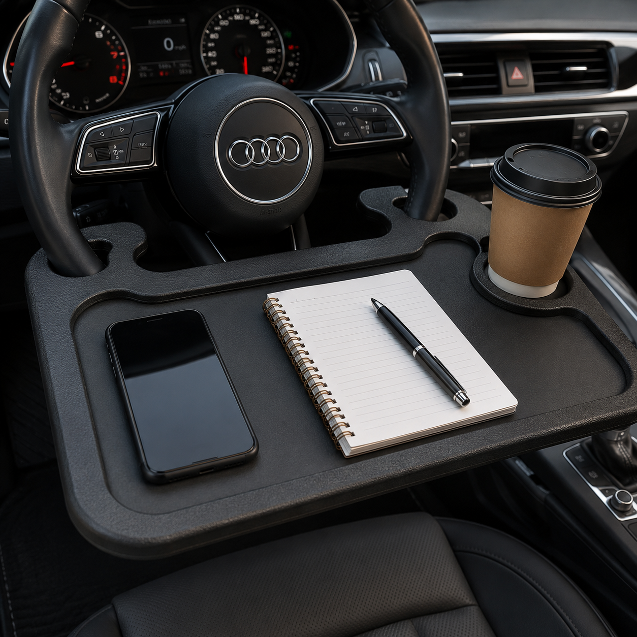 Turn Your Steering Wheel into a Handy Car Desk