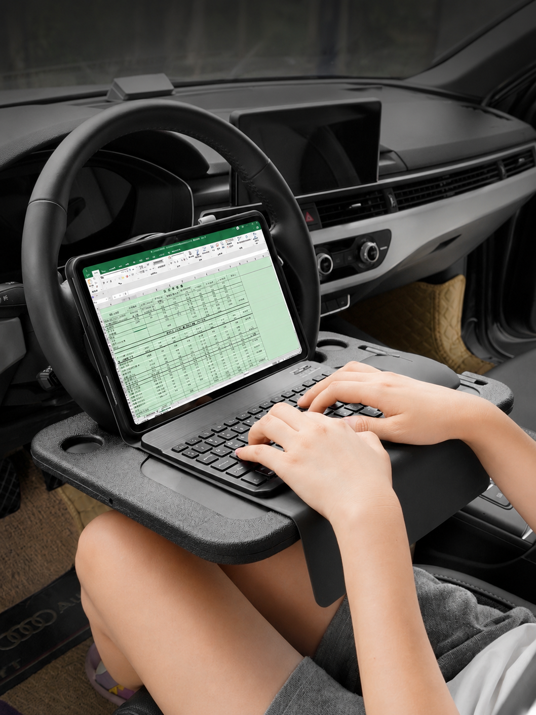 Turn Your Steering Wheel into a Handy Car Desk
